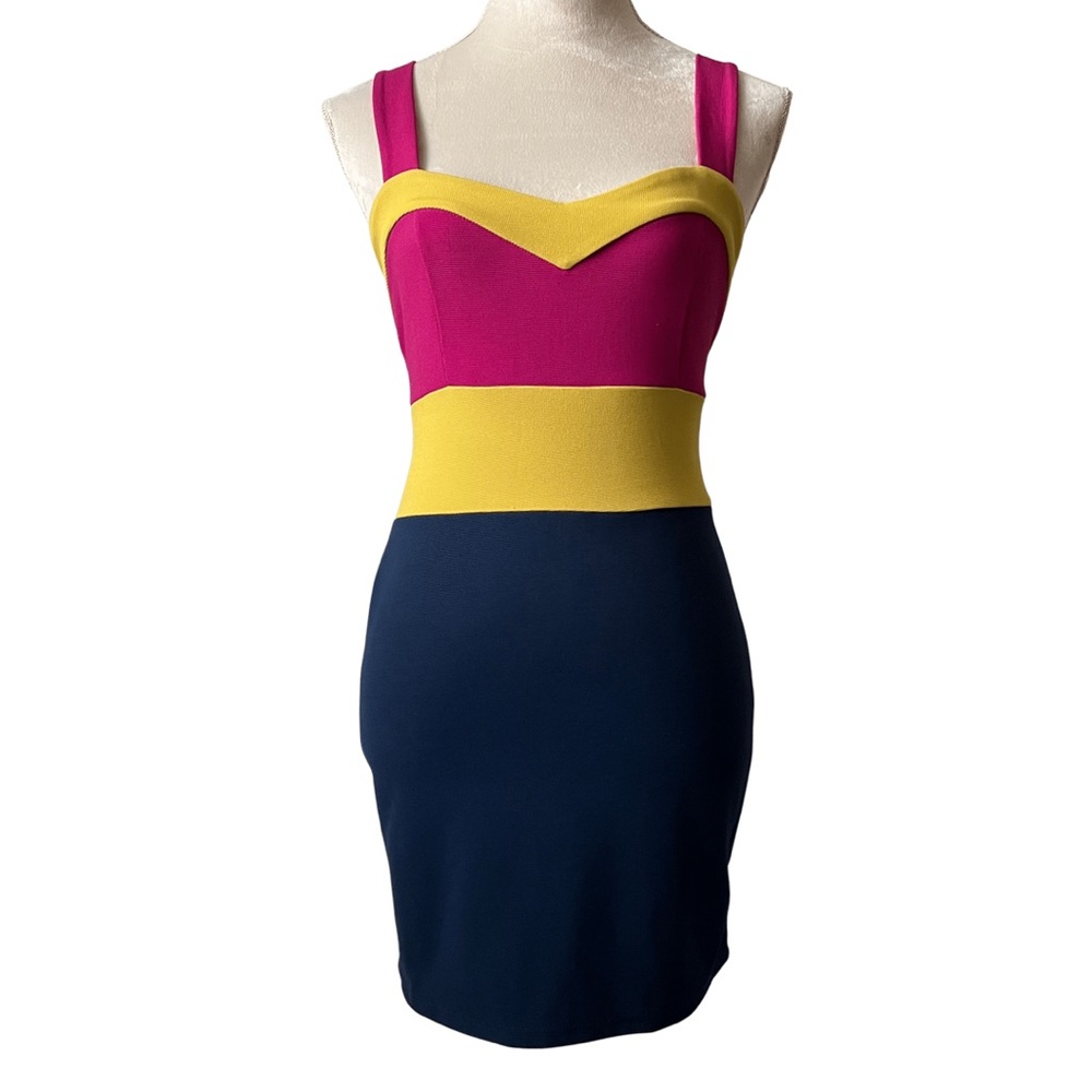 Forever 21 Colorblock Bodycon Square Back Vintage Dress for Women